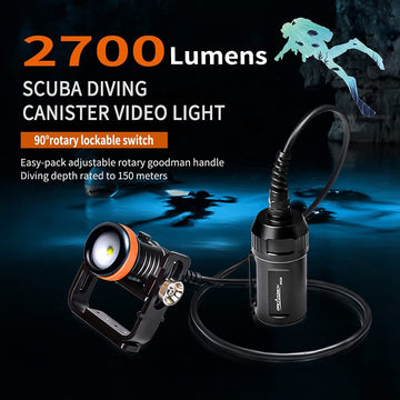 OrcaTorch D620V Primary Canister Video Light CREE LED 2700-Lumen Scuba Diving Light